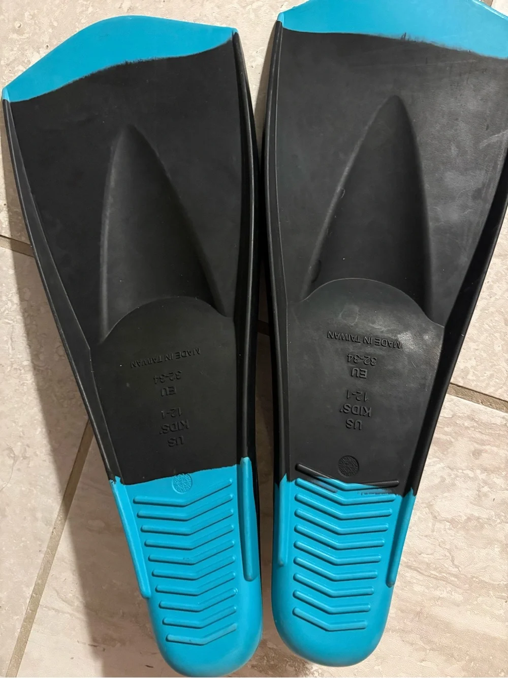 TYR Black and Teal Flexfins Swim Fins for kids - Long Blade Training Fins